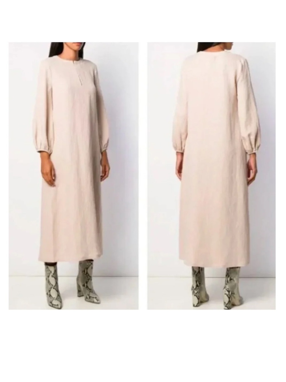 Mara Hoffman JUNE BLUSH  Long-Sleeve Midi Dress with Tie Waist size S no tag‼️ - Picture 4 of 6